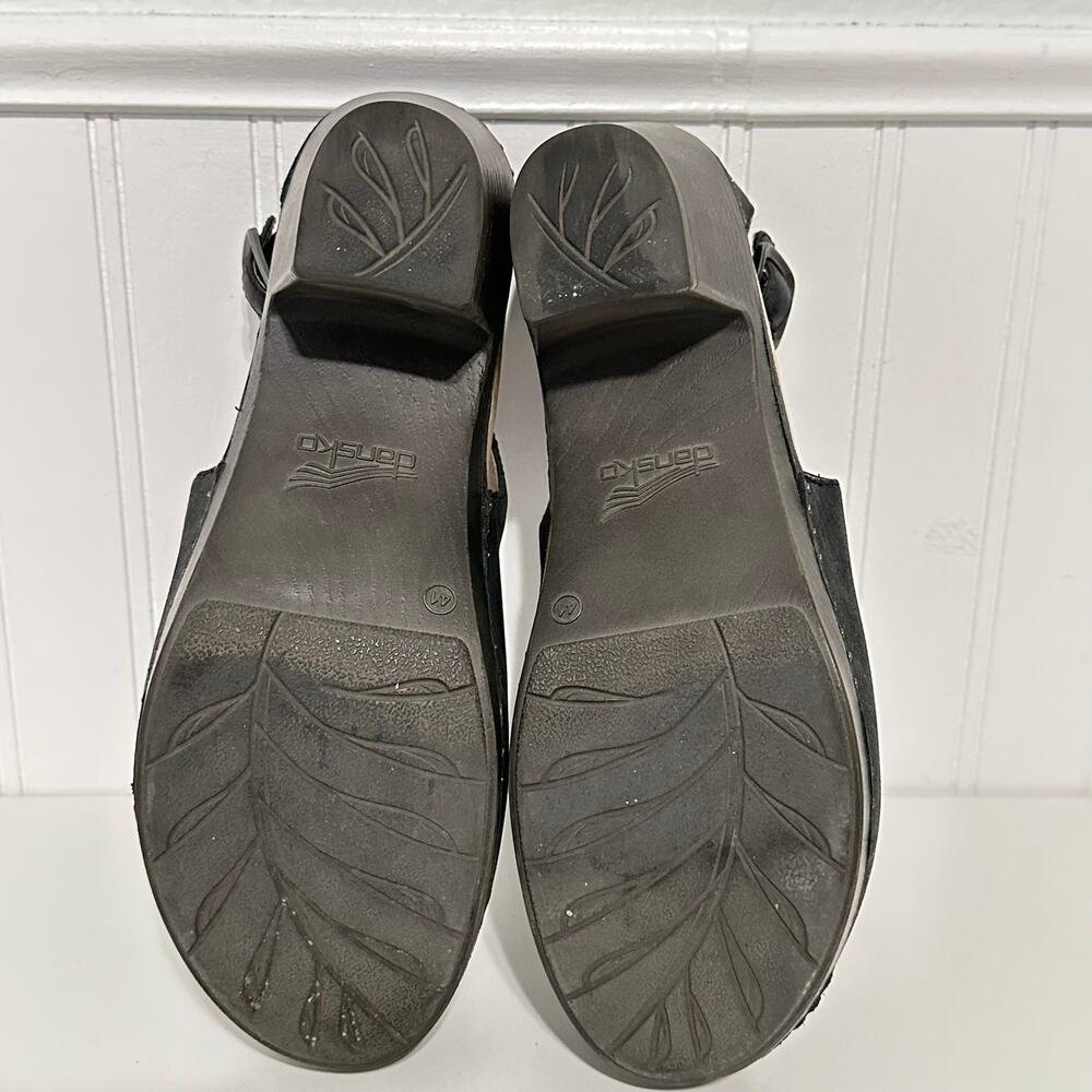 Dansko Sassy Black Leather Heeled Clogs Ankle Strap Women's EU 41 US 10.5-11 - Picture 10 of 16